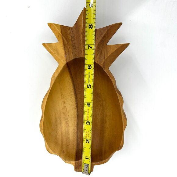 Vintage Wooden Pineapple Hand Carved Bowl Dish MCM Tiki Made In Philippines - Picture 4 of 6